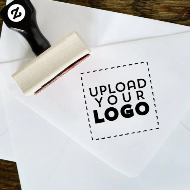 Large Square Business Logo Custom Rubber Stamp | Zazzle