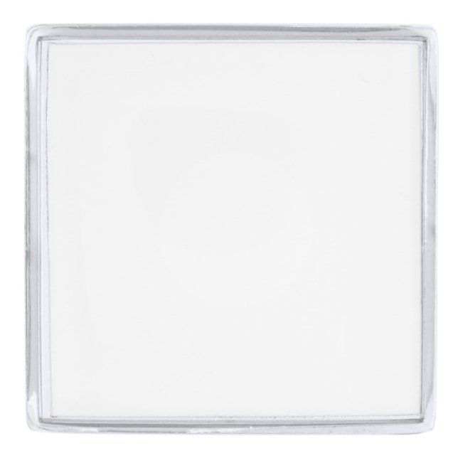 Large Square Lapel Pin, Silver Plated Silver Finish Lapel Pin (Front)