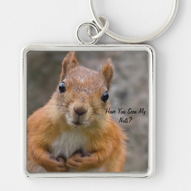 Large Square Squirrel Key Ring (Front)