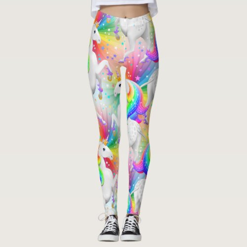 Large Starburst Princess Unicorn with Stars Leggings