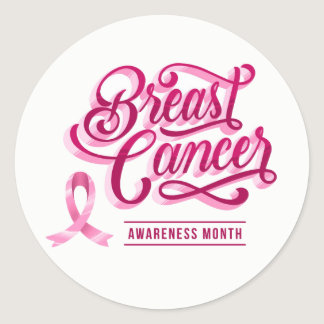 Large Stickers-Pink Ribbon Classic Round Sticker