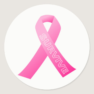 Large Stickers-Survive Pink Ribbon Classic Round Sticker