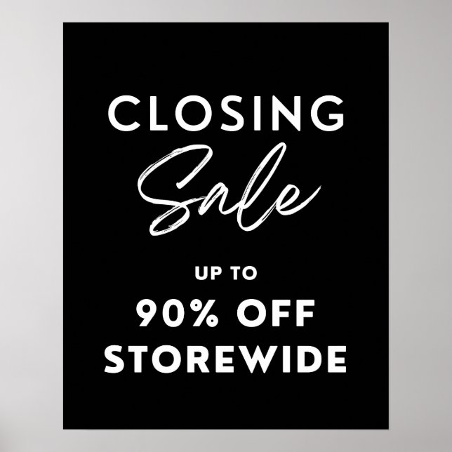 Large Store Closing Sale Sign, Up to 90% Off  Poster (Front)