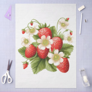 Large Strawberry Bouquet Decoupage Tissue Paper
