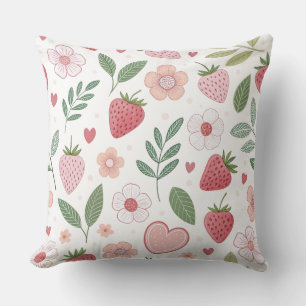 Large Strawberry Pattern Throw Pillow 20x20