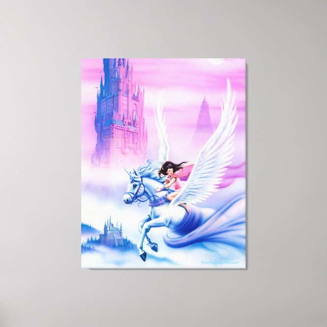 Large stretched canvas print princess Unicorn (Front)