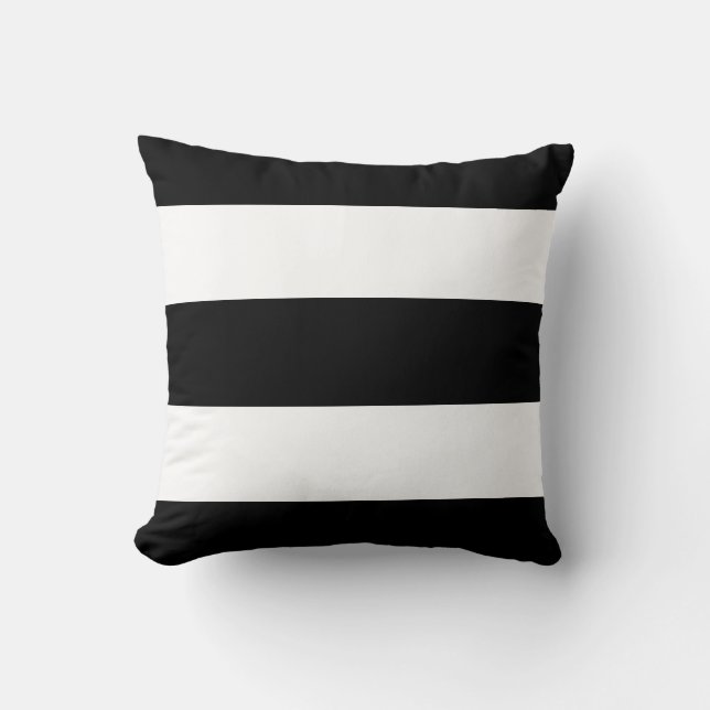 Large Stripe Black and White Throw Pillow (Front)