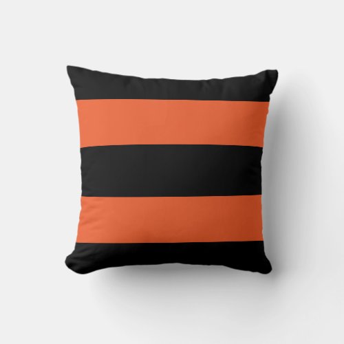 Large Stripe Orange and Black Halloween Throw Pillow