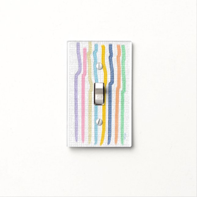 Large Striped Pastels Light Switch Cover (In Situ)