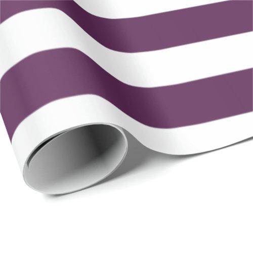 Large Stripes Lines Plum Purple Violet White Wrapping Paper
