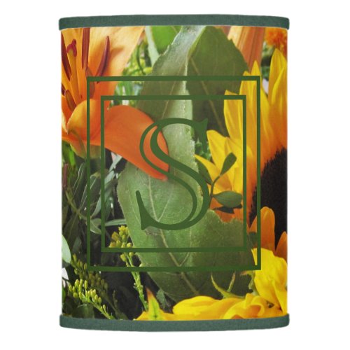 Large Subtle Monogram Autumn Sunflowers Lamp Shade