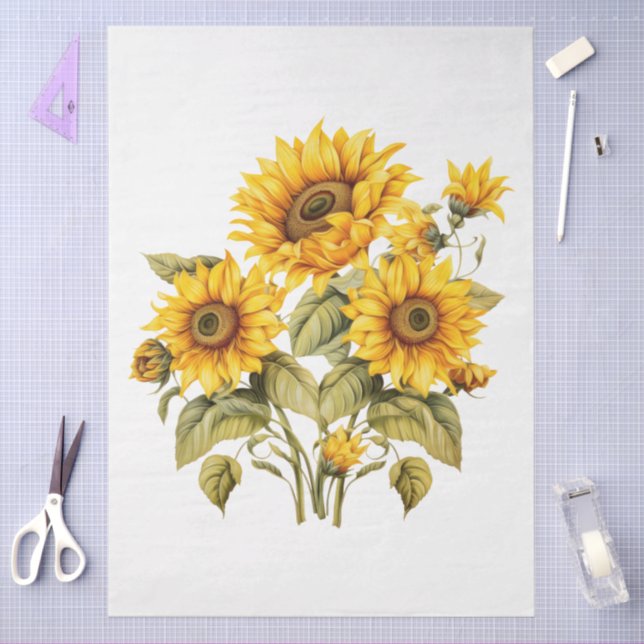 Large Sunflower Bouquet Decoupage Tissue Paper (Craft)