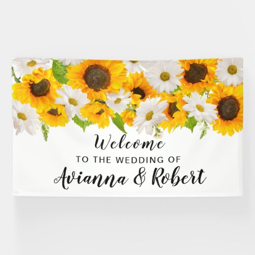 Large Sunflower Daisy Floral Wedding Welcome Banner