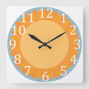 Large sunflower, floral wall clocks