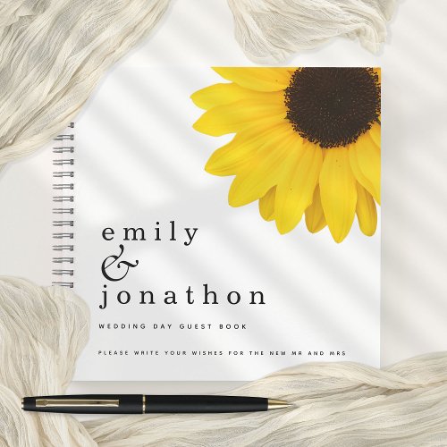 Large Sunflower Names Wedding Guest Book