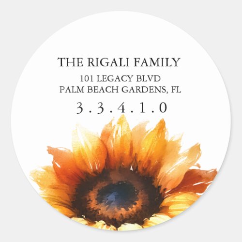Large Sunflower Return Address Sticker