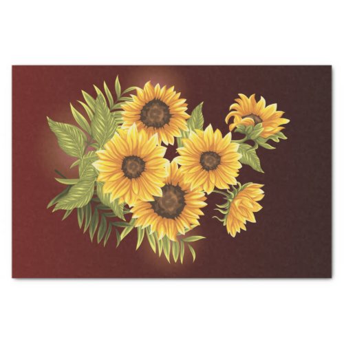 Large Sunflowers Painted Rustic Vintage Decoupage Tissue Paper
