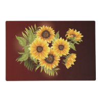 Large Sunflowers Painted Rustic Vintage Laminated Placemat