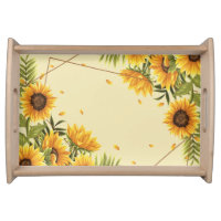 Large Sunflowers Painted Rustic Vintage Serving Tray