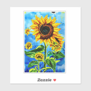 Large Sunflowers Watercolor nature painting Sticker