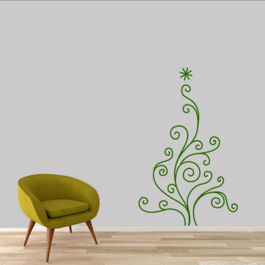 Large Swirling Christmas Tree Green Wall Decal (Front)