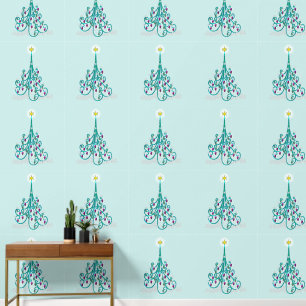 Large Swirly Christmas Tree Wallpaper