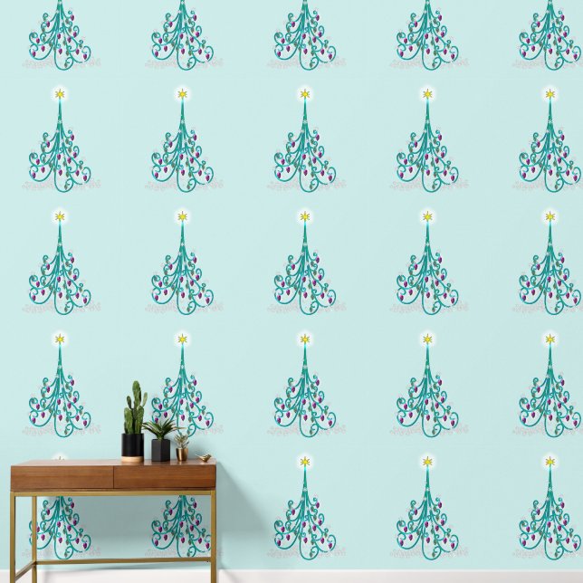 Large Swirly Christmas Tree  Wallpaper (Hallway)