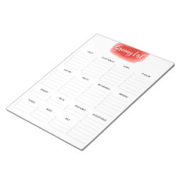 Large Tear Away Grocery List Vermillion Watercolor Notepad | Zazzle