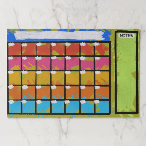 Large Tear Off Blank Bright Watercolor Calendar Paper Pad