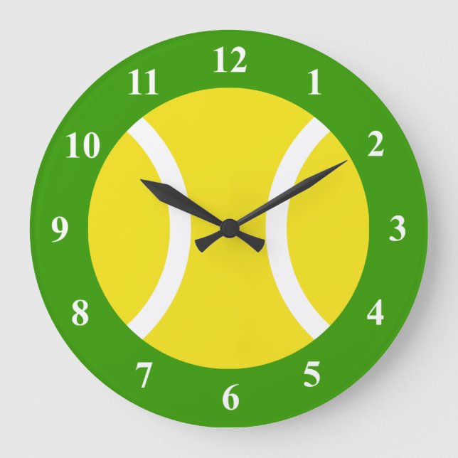 Large Tennis ball wall clock with numbers (Front)