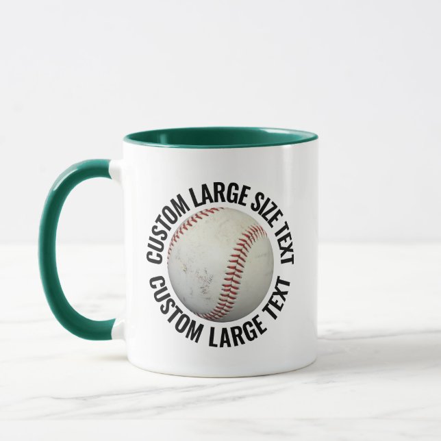 Large Text HUNTER GREEN Combo 11oz Custom Baseball Mug (Left)