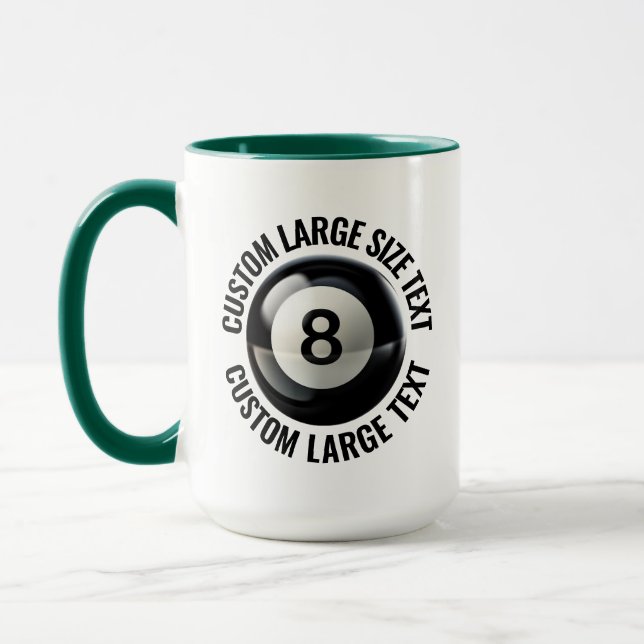 Large Text HUNTER GREEN Combo 15oz Custom 8 Ball Mug (Left)