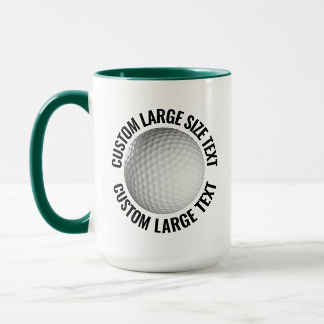 Large Text HUNTER GREEN Combo 15oz Custom Golf Mug (Left)