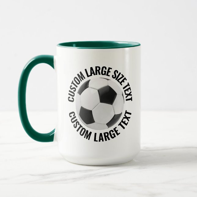 Large Text HUNTER GREEN Combo 15oz Custom Soccer Mug (Left)