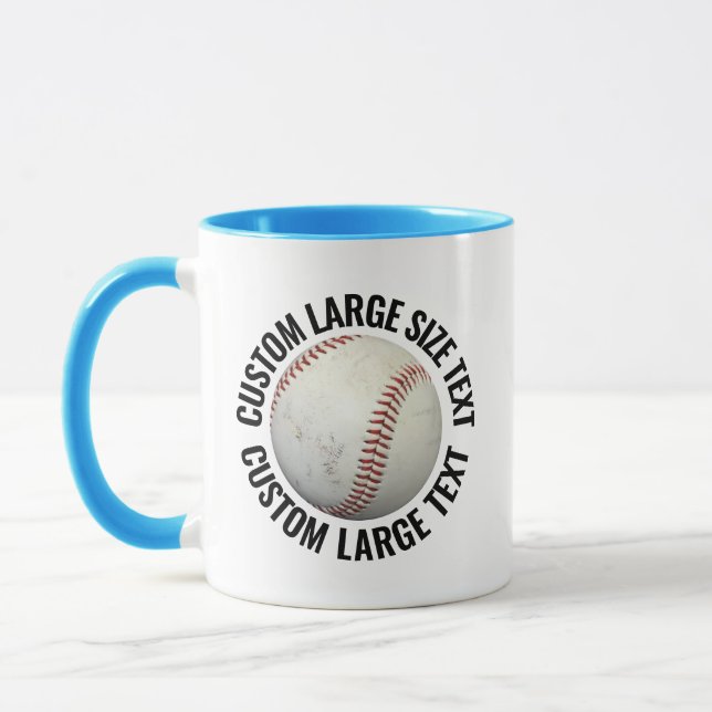 Large Text LIGHT BLUE Combo 11oz Custom Baseball Mug (Left)