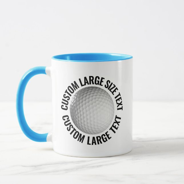 Large Text LIGHT BLUE Combo 11oz Custom Golf Mug (Left)