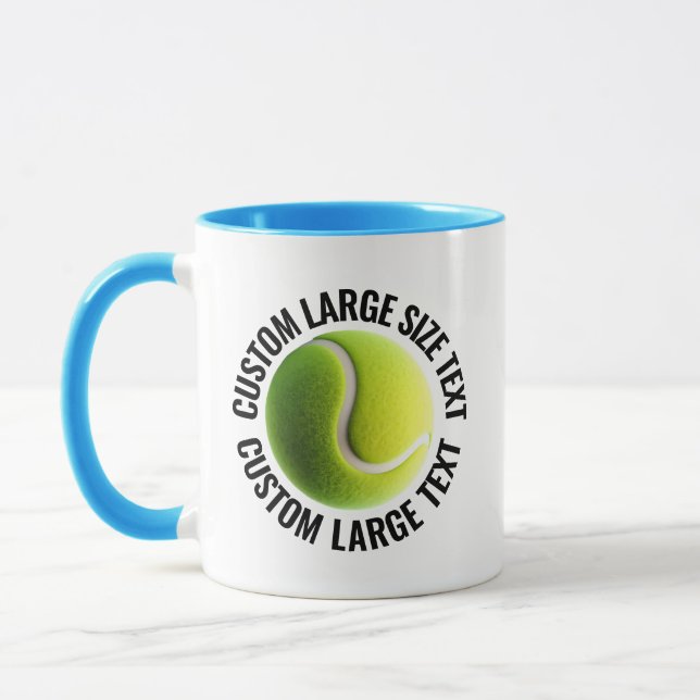 Large Text LIGHT BLUE Combo 11oz Custom Tennis Mug (Left)