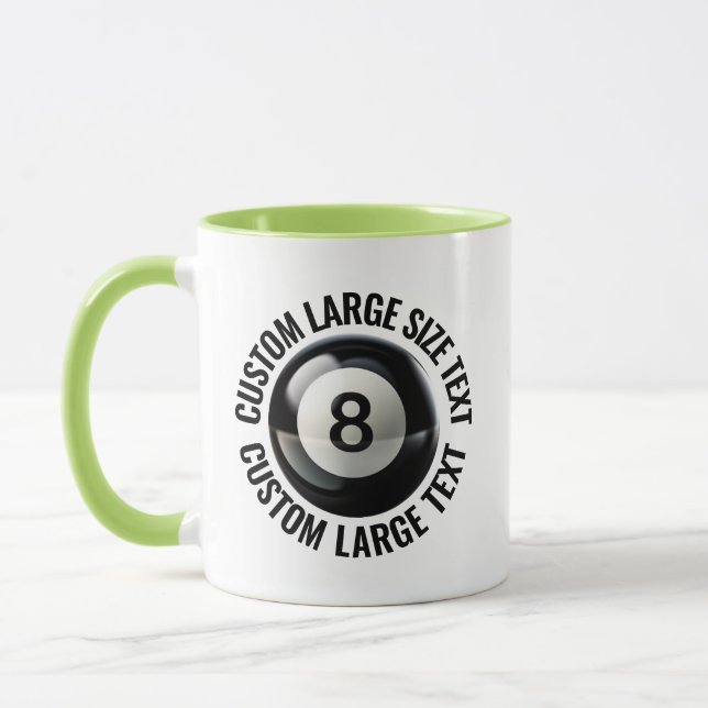 Large Text LIME GREEN Combo 11oz Custom 8 Ball Mug (Left)