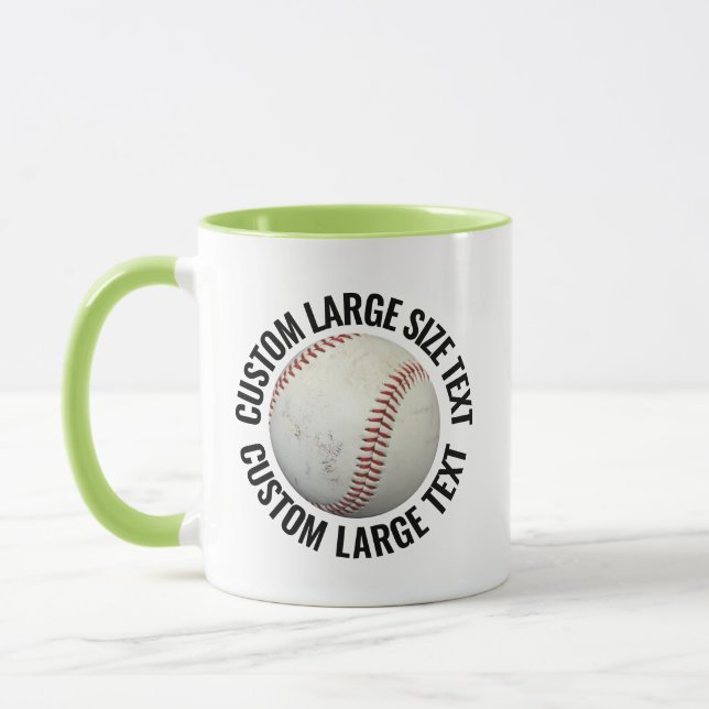 Large Text LIME GREEN Combo 11oz Custom Baseball Mug (Left)