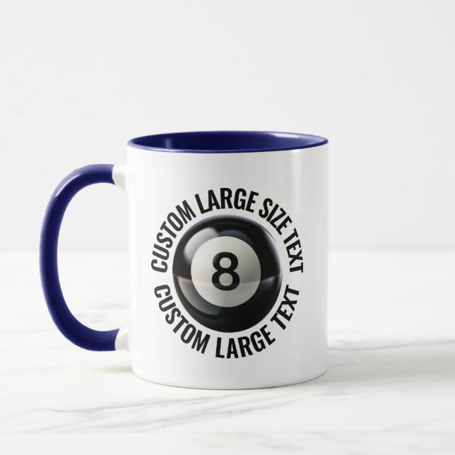 Large Text NAVY BLUE Combo 11oz Custom 8 Ball Mug (Left)