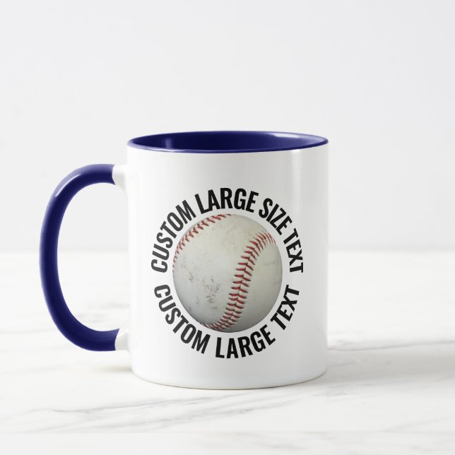Large Text NAVY BLUE Combo 11oz Custom Baseball Mug (Left)