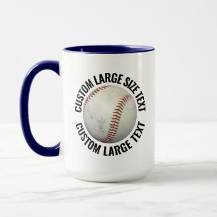 Large Text NAVY BLUE Combo 15oz Custom Baseball Mug