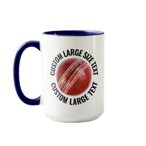Large Text NAVY BLUE Combo 15oz Custom Cricket Mug