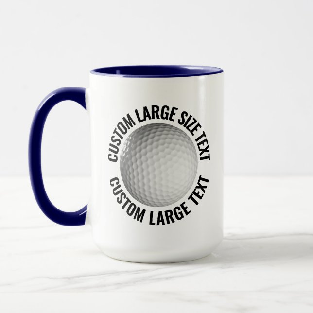 Large Text NAVY BLUE Combo 15oz Custom Golf Mug (Left)