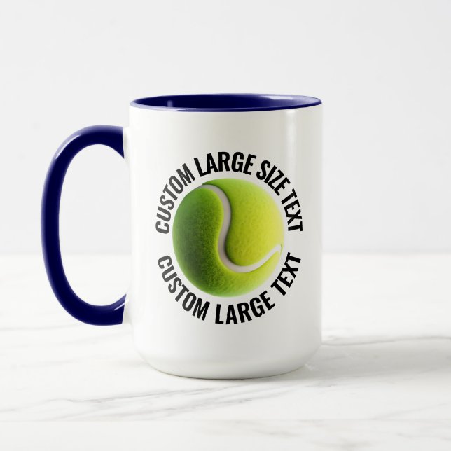 Large Text NAVY BLUE Combo 15oz Custom Tennis Mug (Left)
