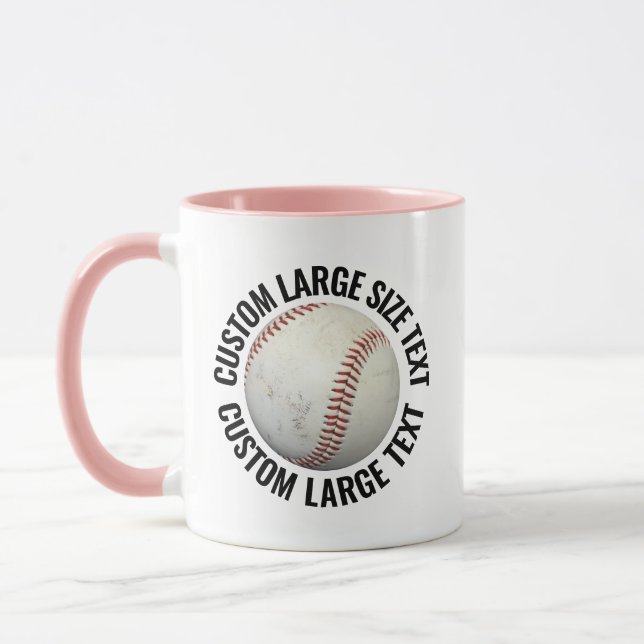 Large Text PINK Combo 11oz Custom Baseball Mug (Left)