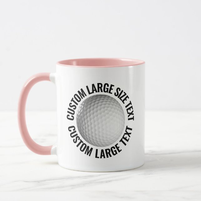 Large Text PINK Combo 11oz Custom Golf Mug (Left)
