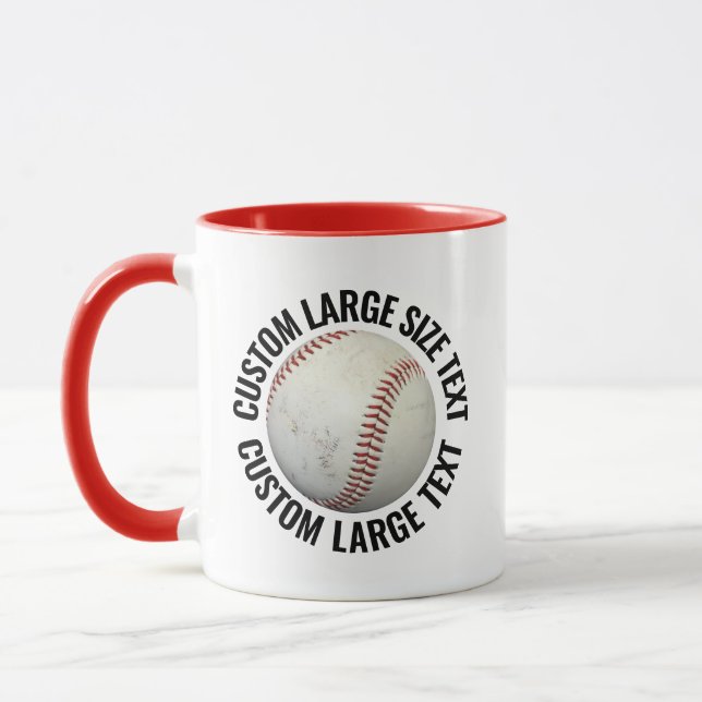 Large Text RED Combo 11oz Custom Baseball Mug (Left)