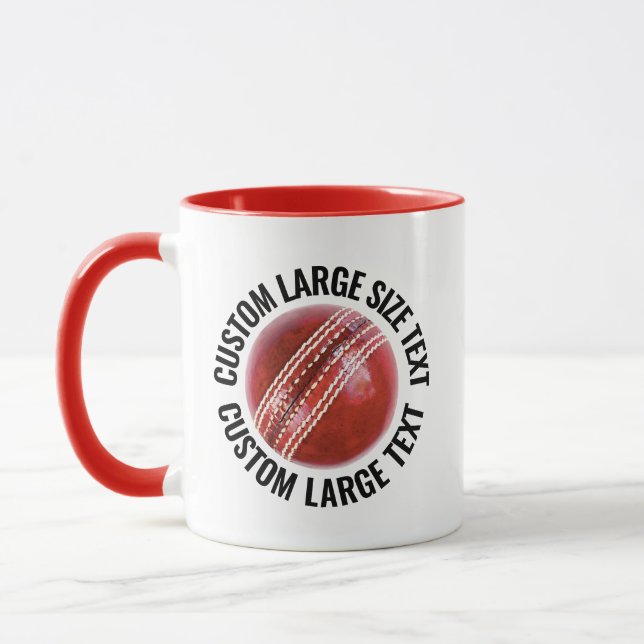 Large Text RED Combo 11oz Custom Cricket Mug (Left)