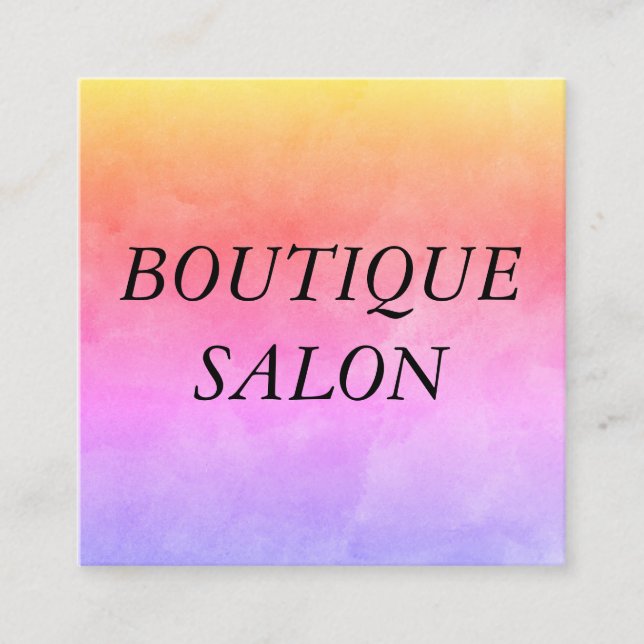 Large Text Vibrant Colors Square Business Card (Front)